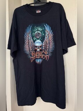 Harley-Davidson Black T-Shirt Skull/ Wings/Logo; Apol's Alexandria-Raymond MN XL